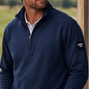 Hooey Cowboy Golf Mens XL Quarter Zip Pullover Navy Blue Heather Sweatshirt